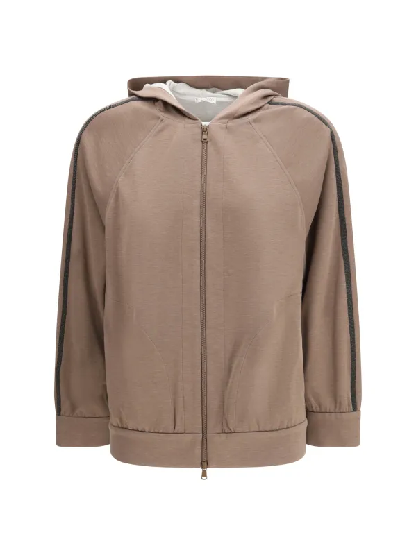 Cotton Hooded Sweatshirt Mauve/Pearl made by Brunello Cucinelli