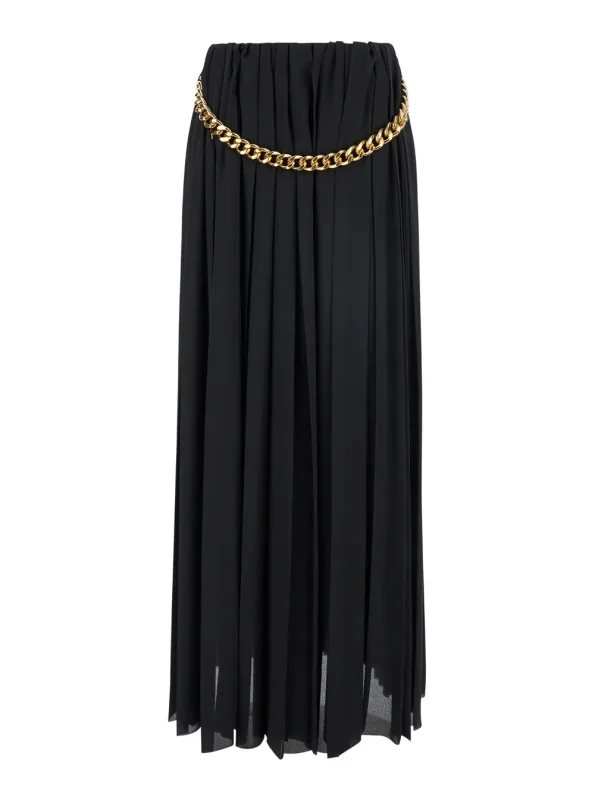 Black Long Pleated Skirt with Belt made by Balenciaga