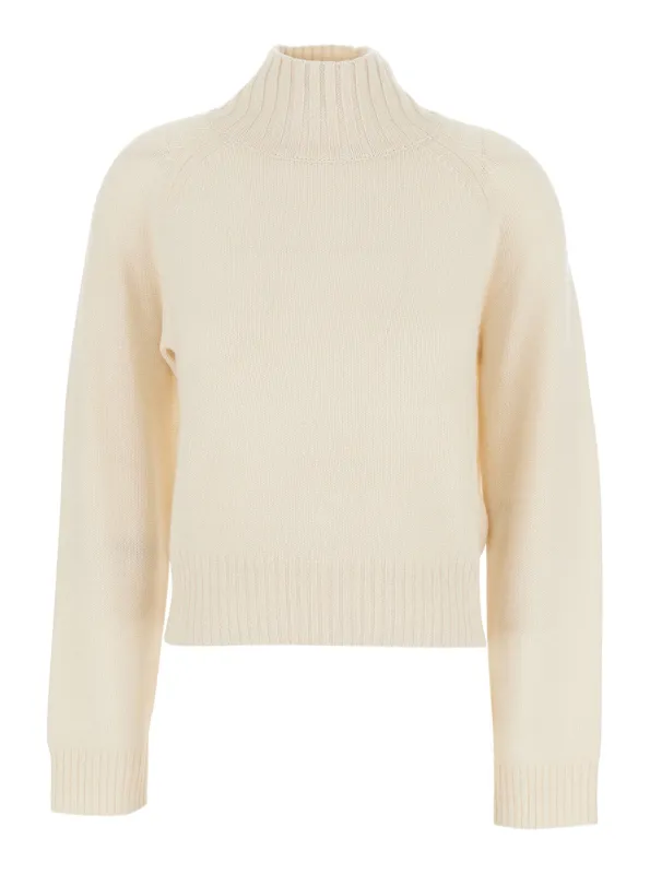 White High Neck Cashmere Jumper made by Allude