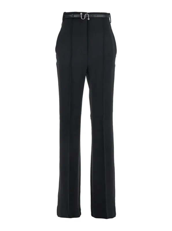 Black Pants with Belt and Metallic Buckle made by Sportmax