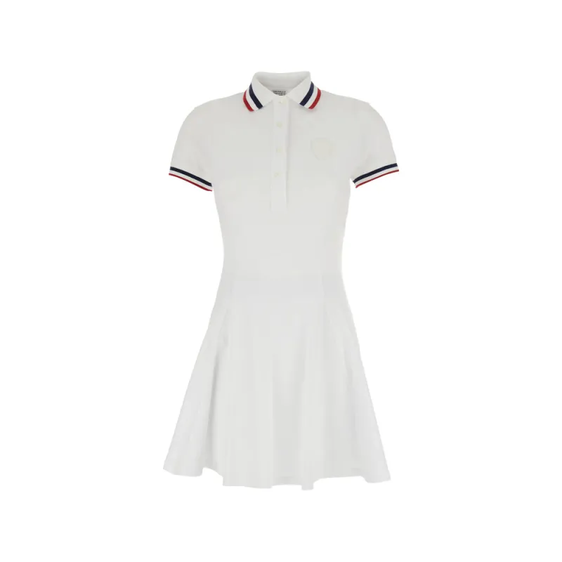 Dress with Striped Collar — White made by Brunello Cucinelli