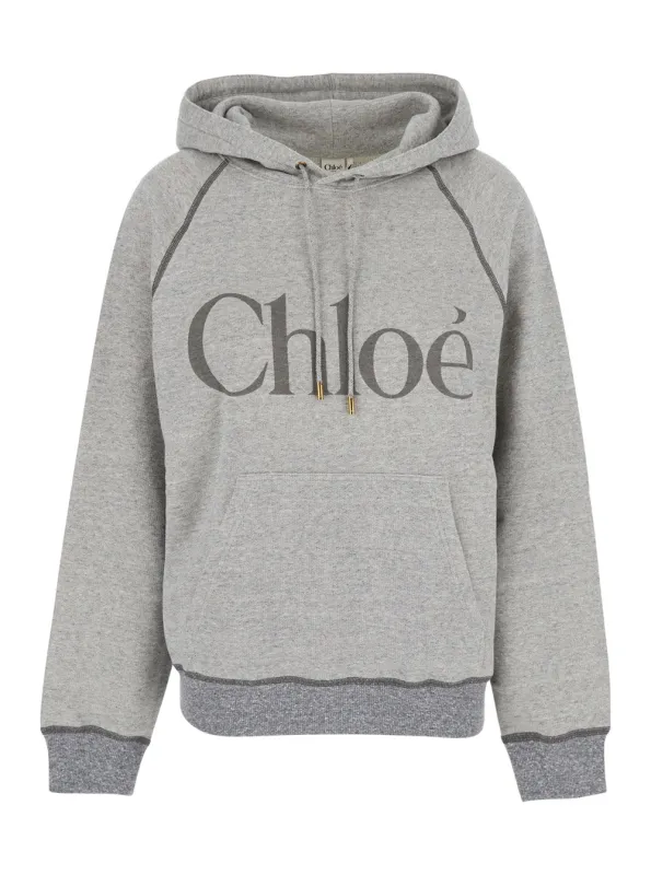 Grey Sweatshirt with Logo Lettering made by Chloe