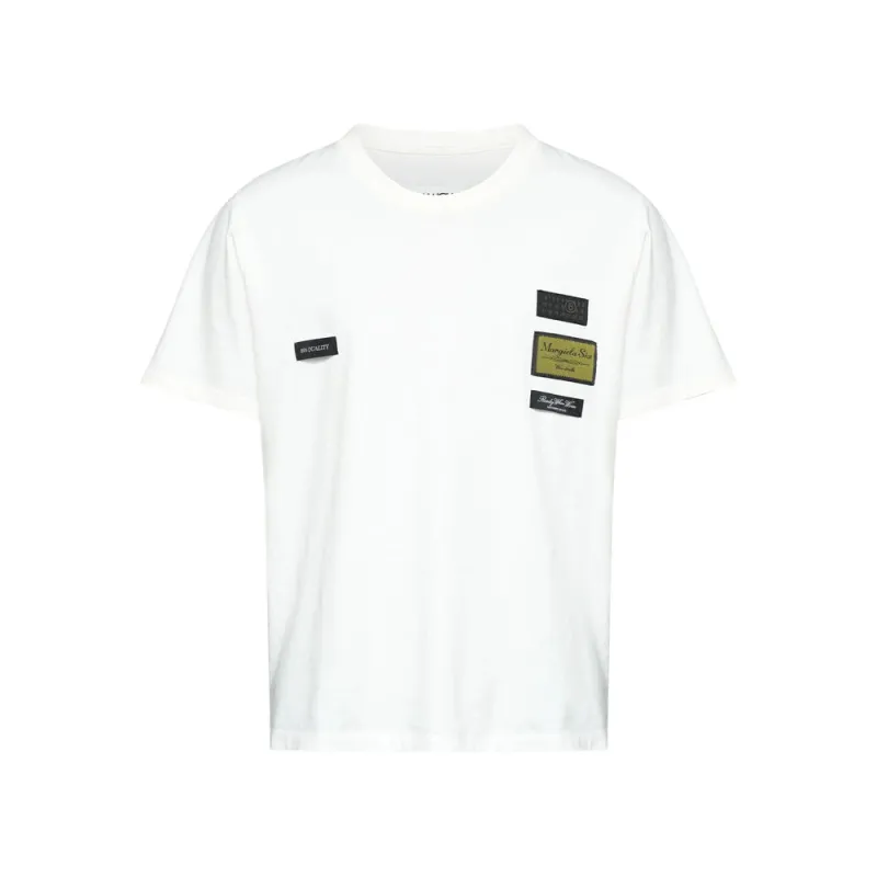White Round Neck T-Shirt with Patches made by Maison Margiela