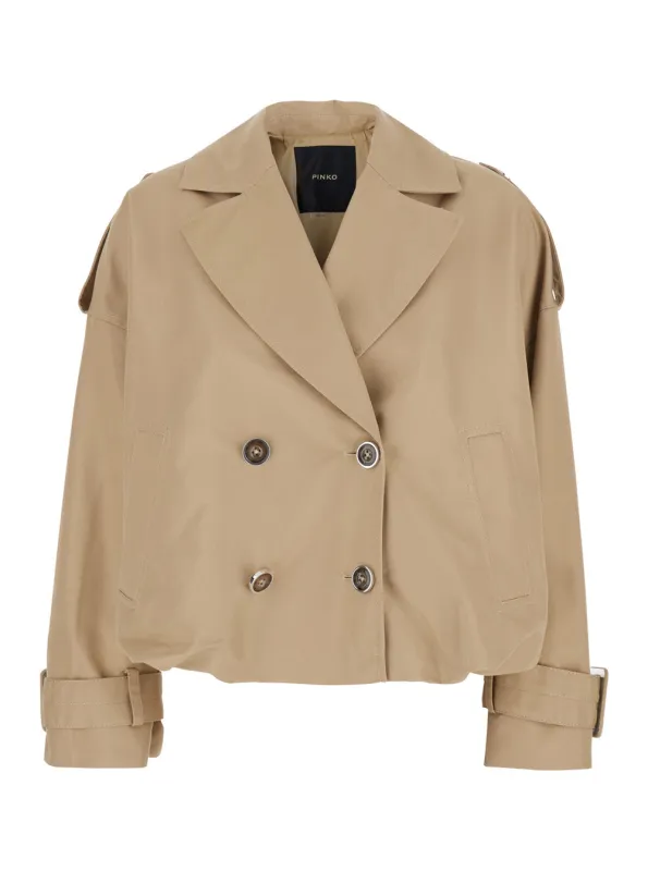 Trench Coat Cotton-Blend Beige made by Pinko