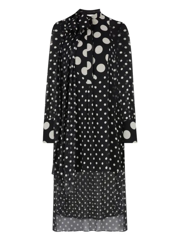 Dress Silk Polka Dot Black made by Nina Ricci