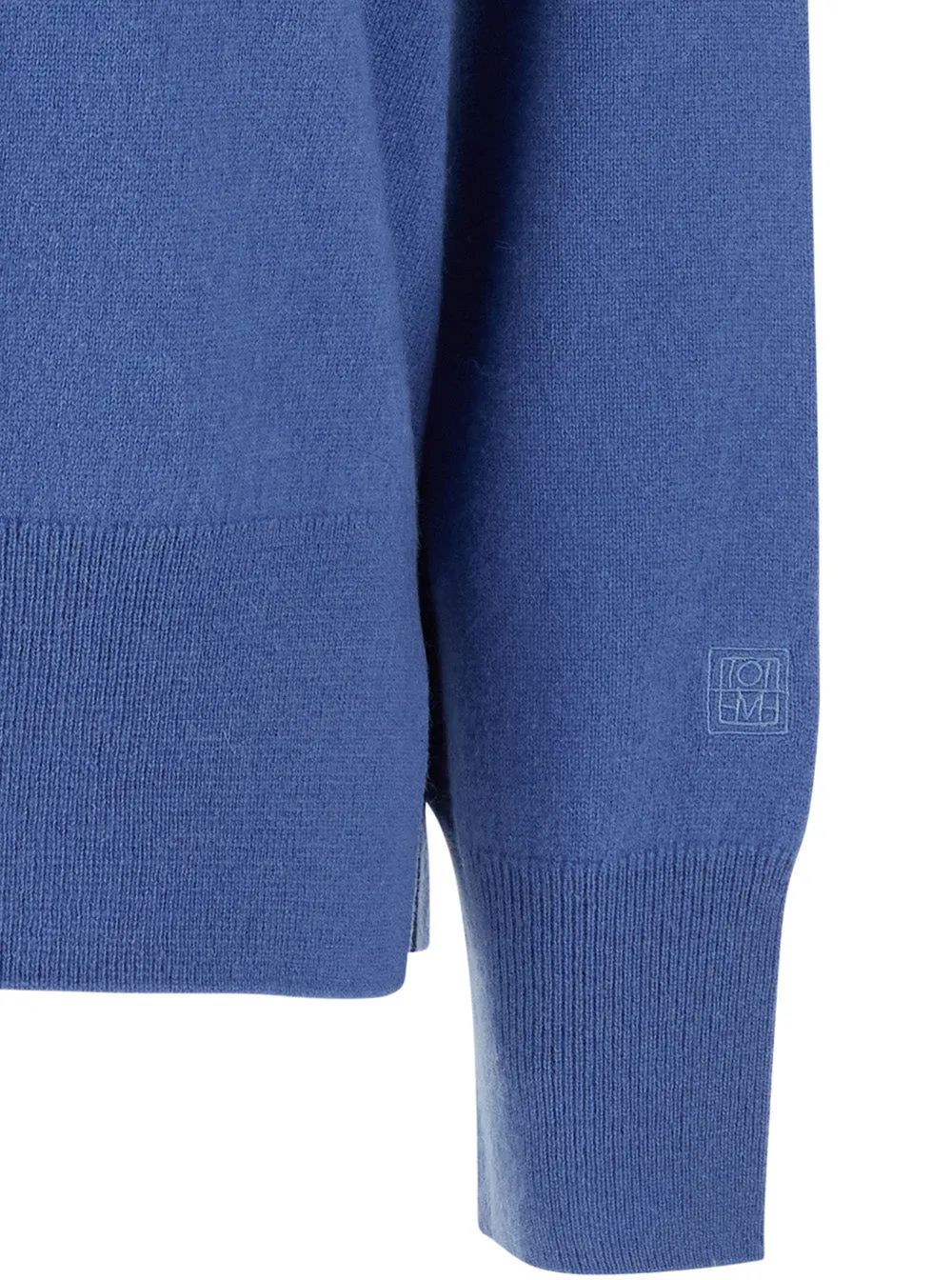 Blue Cashmere Crewneck Sweater with Logo sold by Lord & Taylor product image thumbnail 3