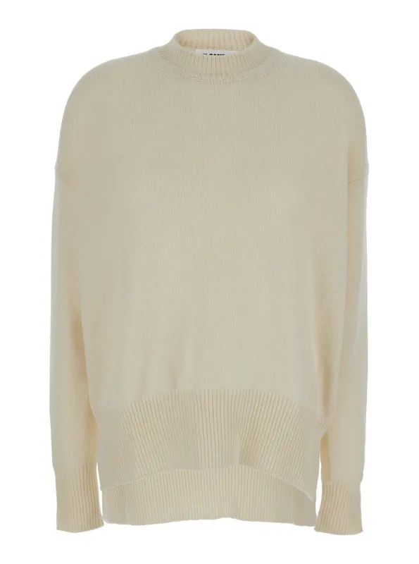 Beige Ribbed Cashmere Pullover made by Jil Sander