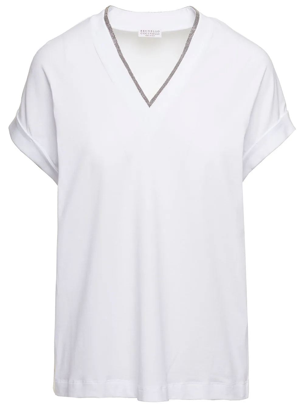 T-shirt V-neck Monile White sold by Lord & Taylor