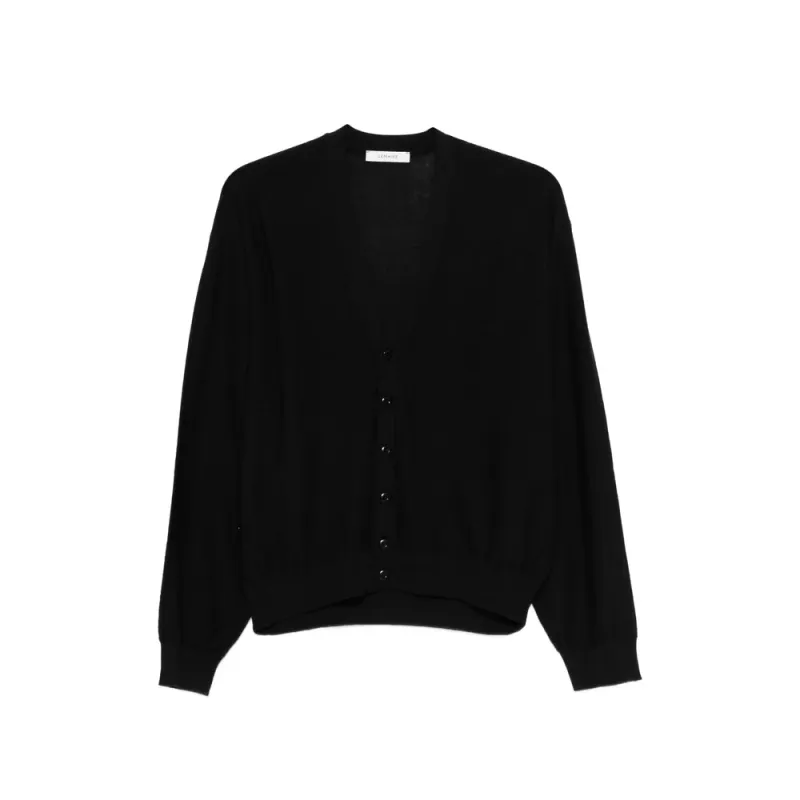 Black V-Neck Sweater with Button Fastening made by Lemaire