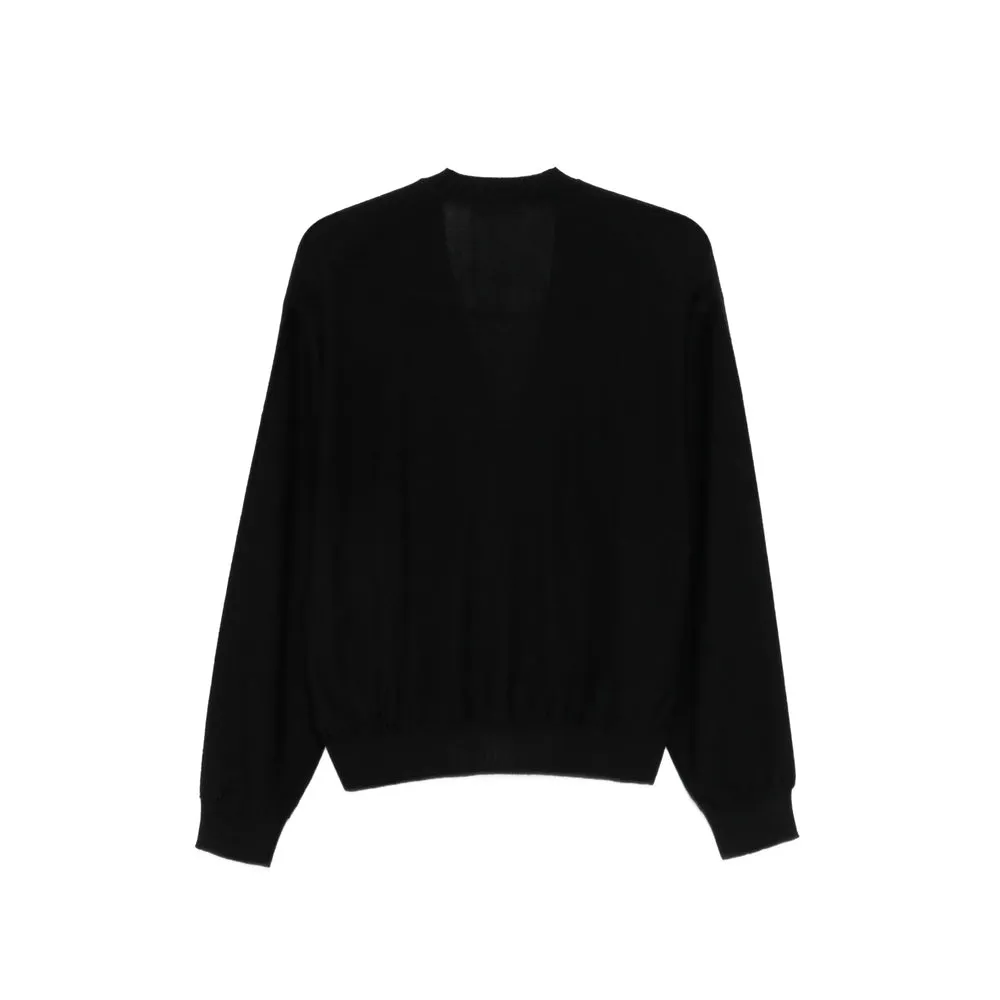 Black V-Neck Sweater with Button Fastening sold by Lord & Taylor product image thumbnail 2