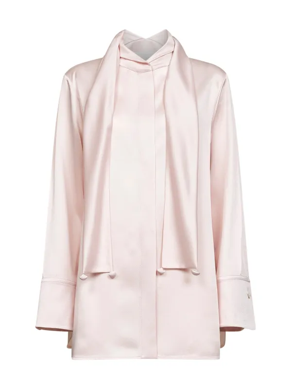 Pink Satin Fluid Shirt with Foulard Ties made by Jil Sander