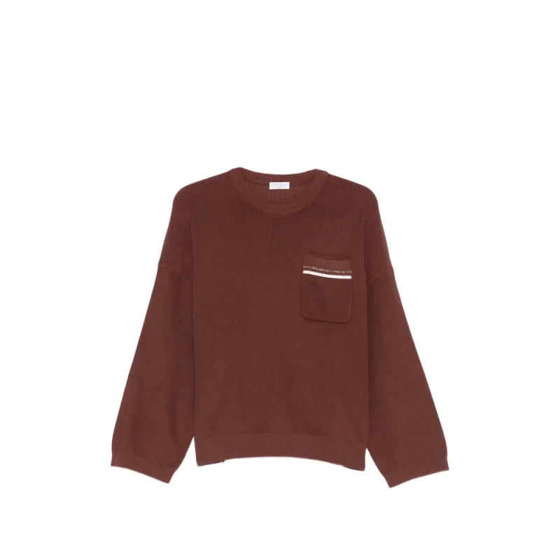 Sweater Brown Cotton made by Brunello Cucinelli