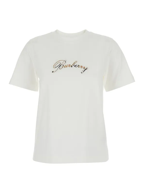 T-shirt Crew Neck White Cotton made by Burberry