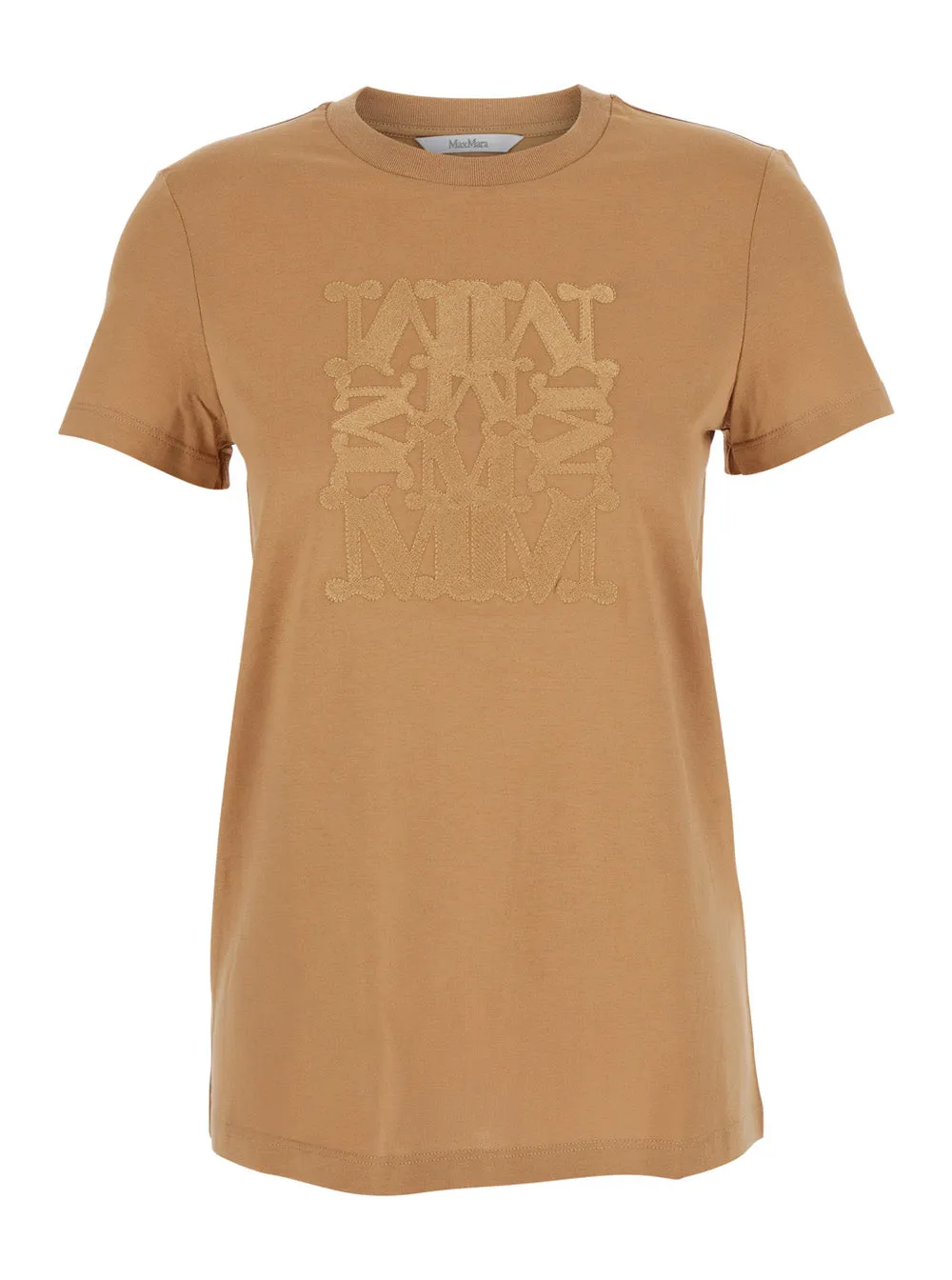 Beige Crewneck T-Shirt with Logo Embroidery sold by Lord & Taylor