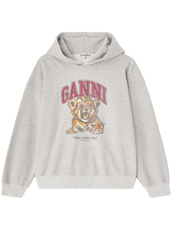 Logo Sweatshirt in Grey made by Ganni