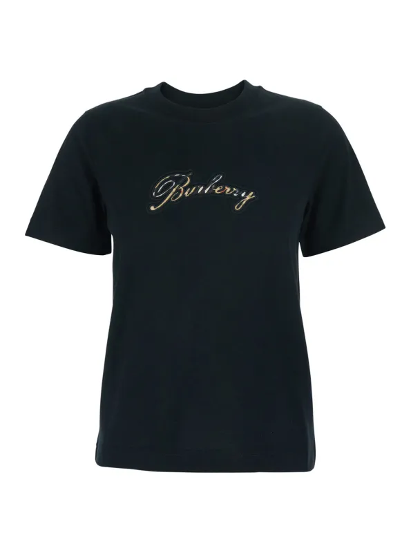 T-Shirt with Logo Black Cotton made by Burberry