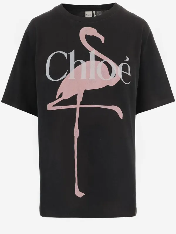Cotton T-Shirt with Logo made by Chloe