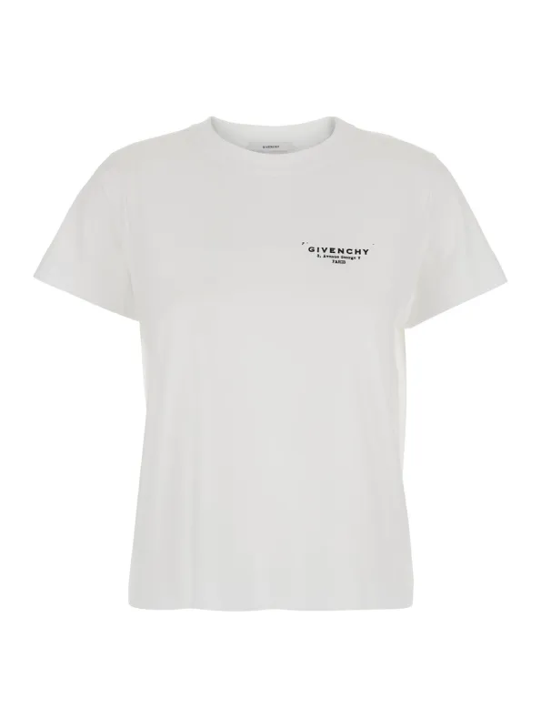 White Crewneck T-Shirt with Logo Detail made by Givenchy