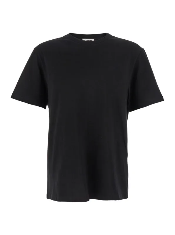 Black Crewneck T-Shirt with Rear Logo Patch made by Jil Sander