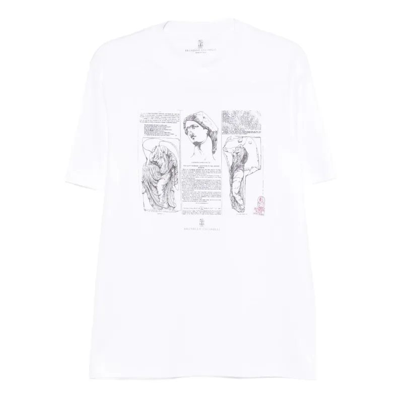 Graphic Print Round Neck T-Shirt made by Brunello Cucinelli