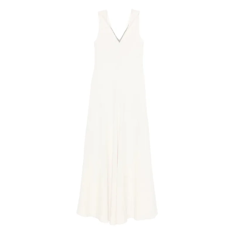 Off-White V-Neck Sleeveless Dress made by Brunello Cucinelli