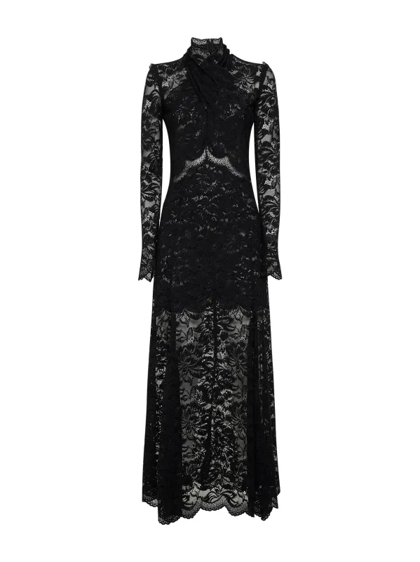 Black Lace Long Dress made by Rabanne