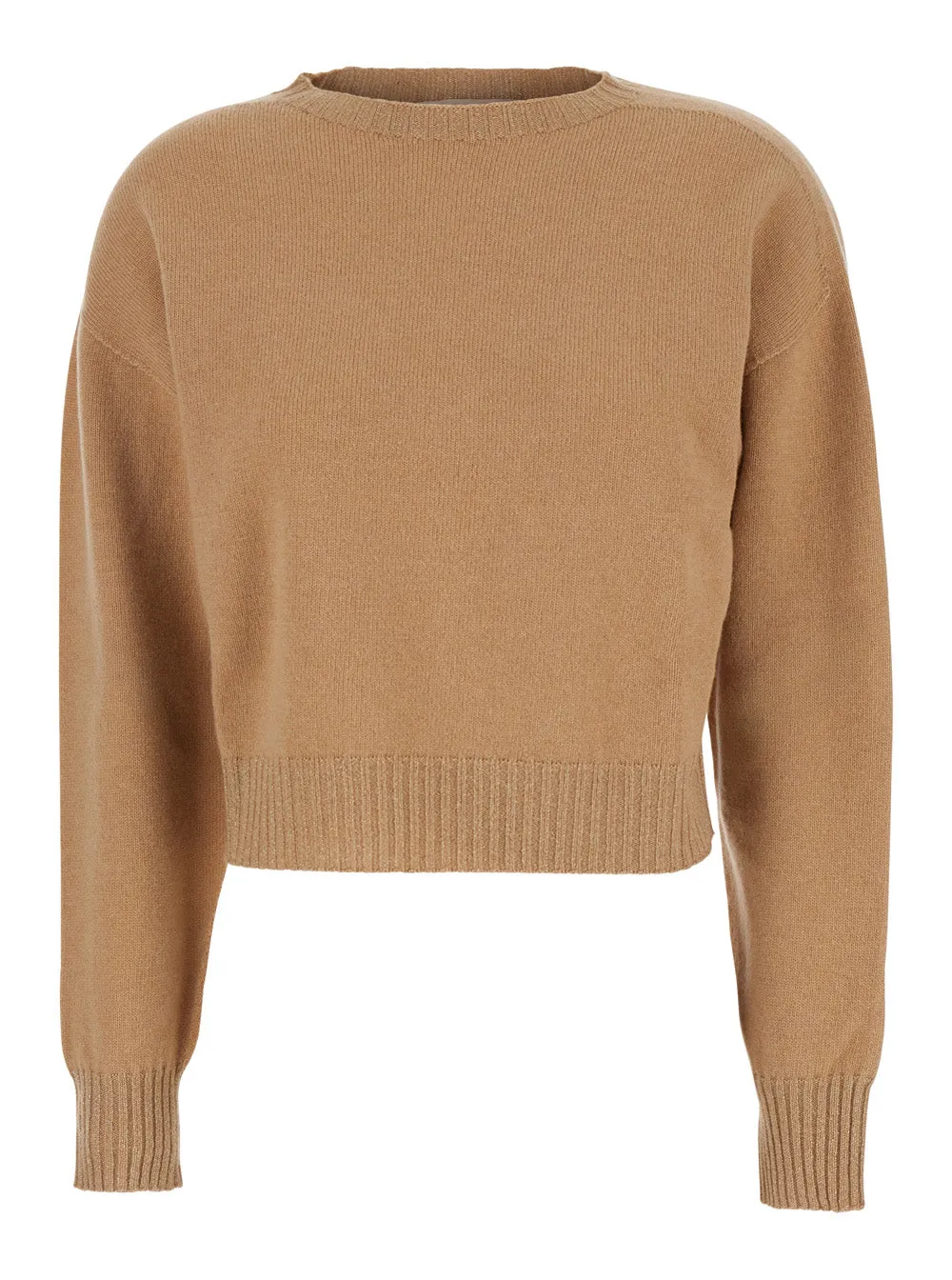 Beige Crew Neck Sweater with Ribbed Details sold by Lord & Taylor
