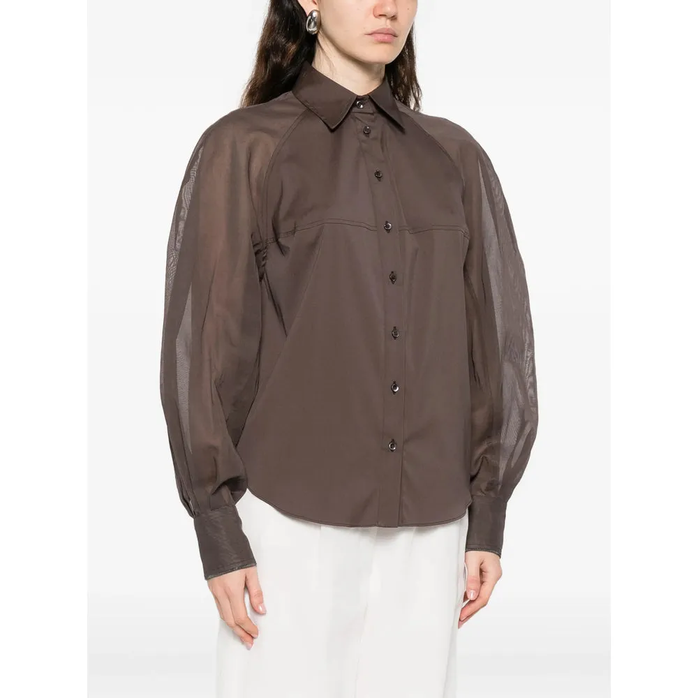 Brown Long Sleeve Shirt with Sheer Panels sold by Lord & Taylor product image thumbnail 4