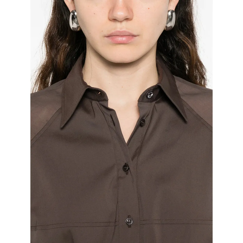 Brown Long Sleeve Shirt with Sheer Panels sold by Lord & Taylor product image thumbnail 2