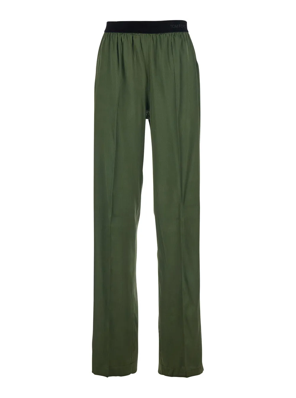 Stretch Silk Trousers Green sold by Lord & Taylor