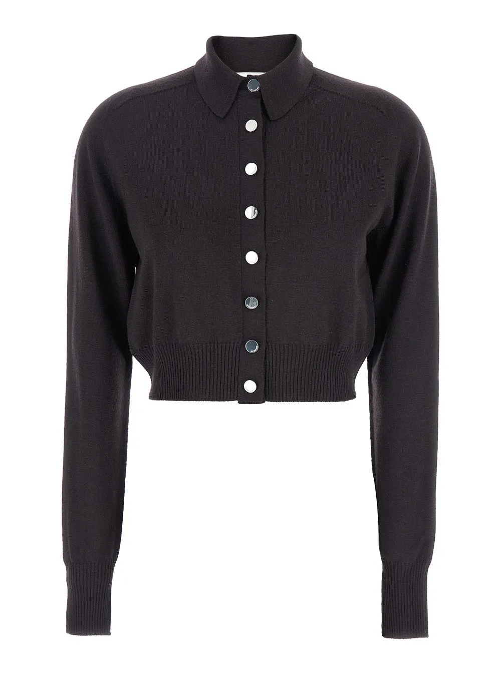 Black Cropped Cardigan with Button Down Collar sold by Lord & Taylor
