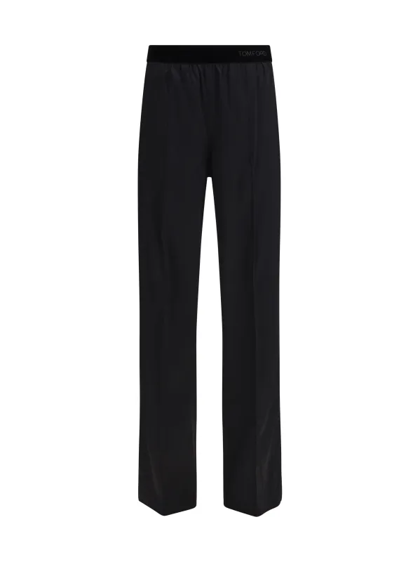 Trousers Stretch Silk Satin Black made by Tom Ford