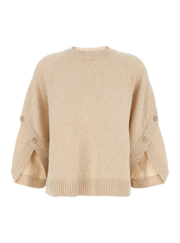 Beige Crewneck Sweater in Wool and Cashmere made by MaxMara