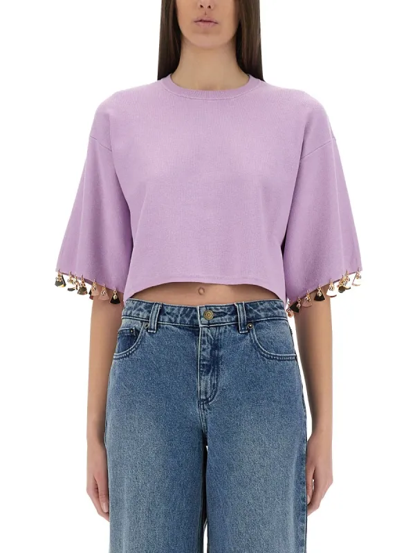 Knit Crop T-Shirt in Lilac made by Rabanne