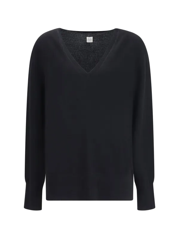 Wool V-neck Pullover Black made by Toteme