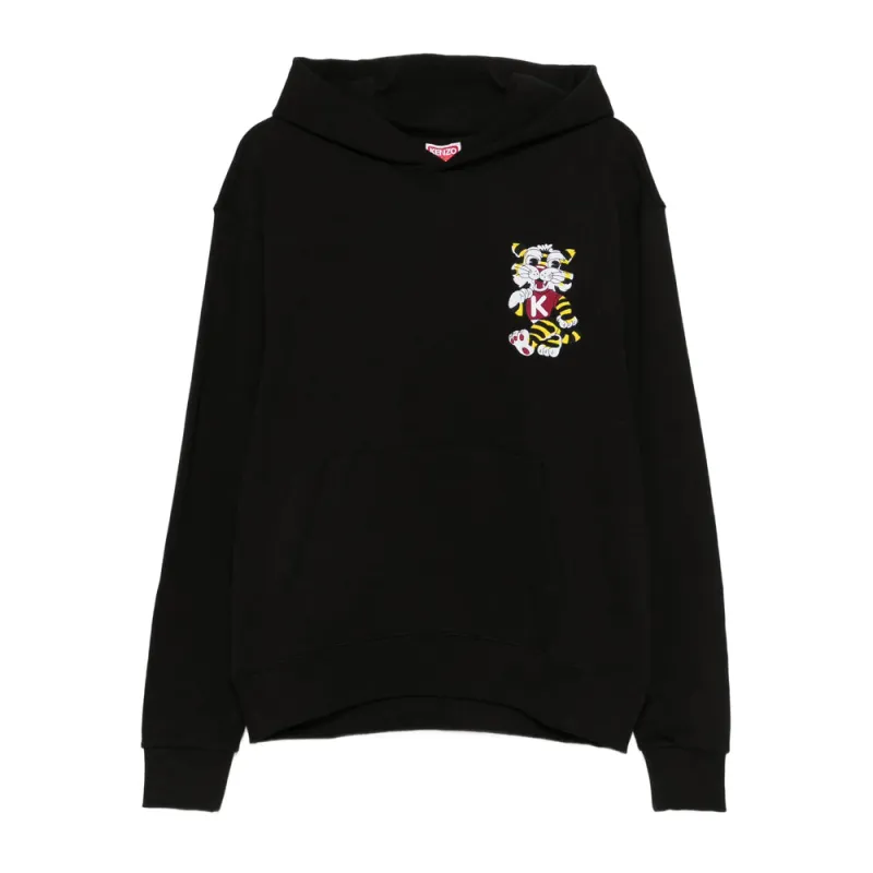 Black Graphic Print Drawstring Hoodie made by Kenzo