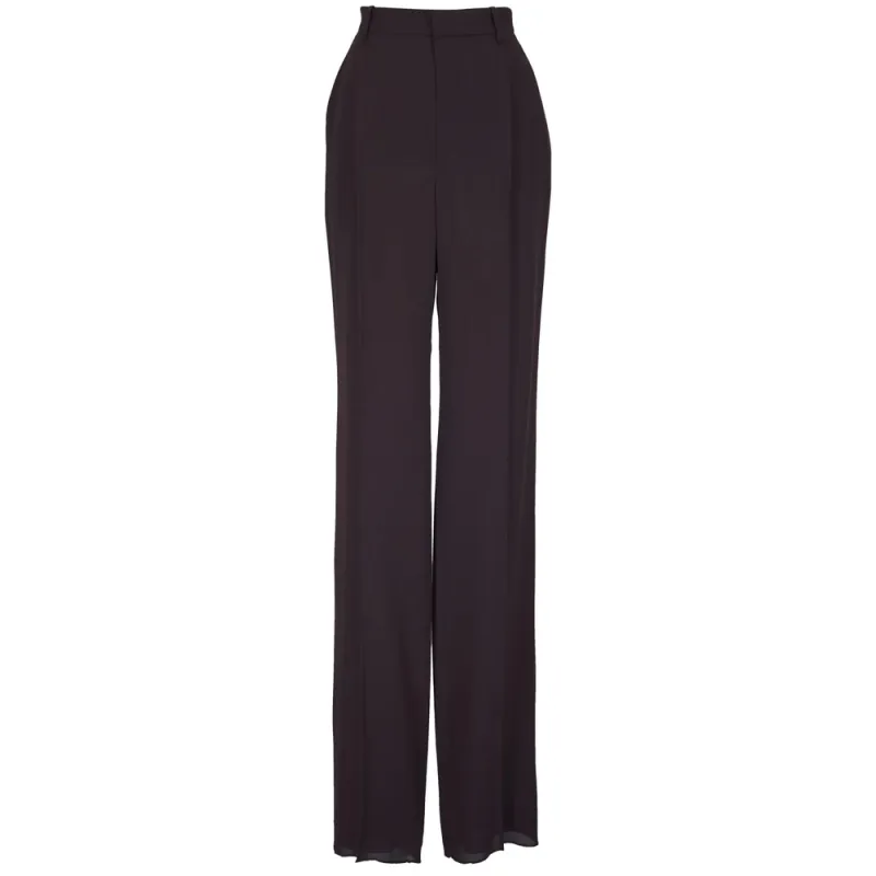 Trousers Straight Silk Brown made by Yves Saint Laurent
