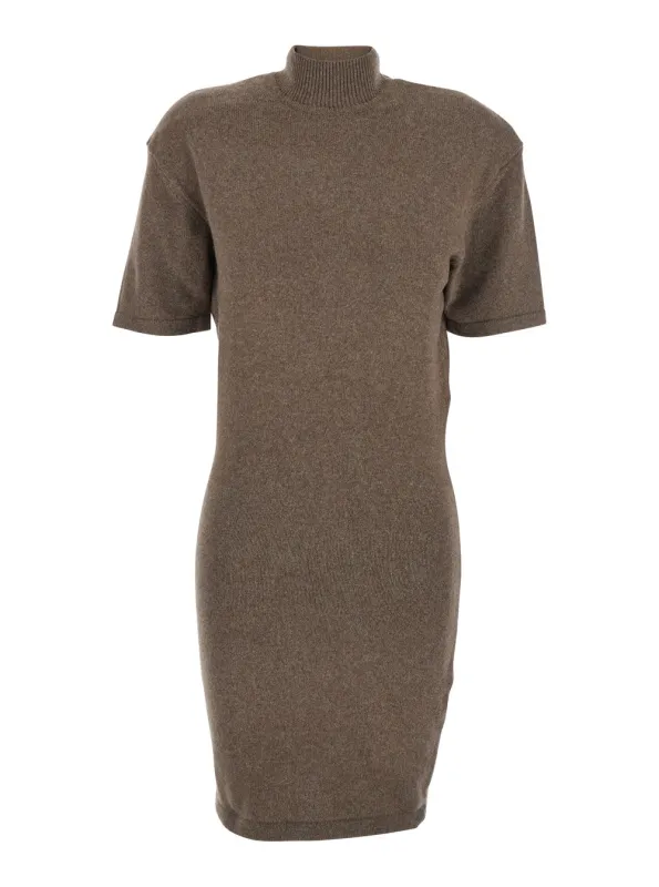 Brown Dress with High Ribbed Neck made by Jacquemus