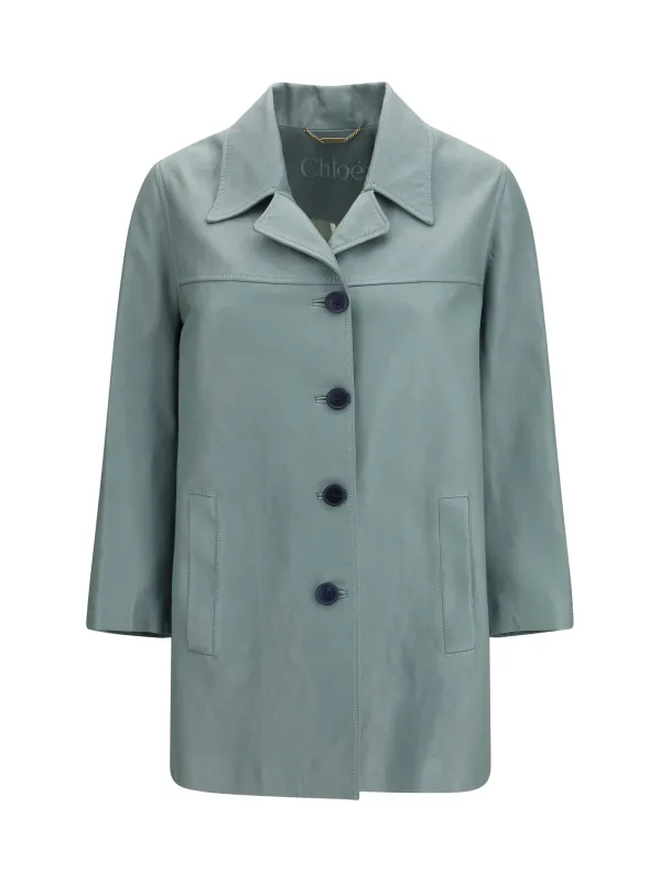 Lambskin Leather Jacket Faded Blue made by Chloe