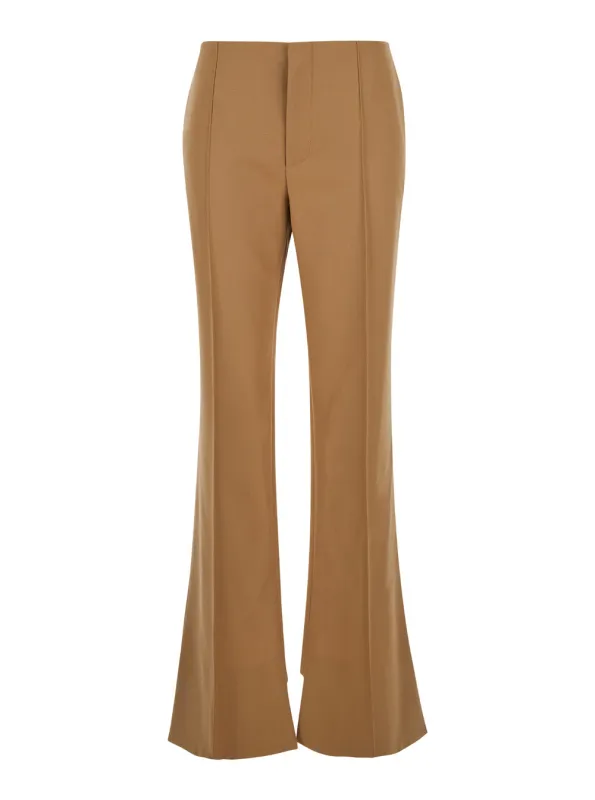 Beige Flared Pants with Asymmetric Hem made by Chloe