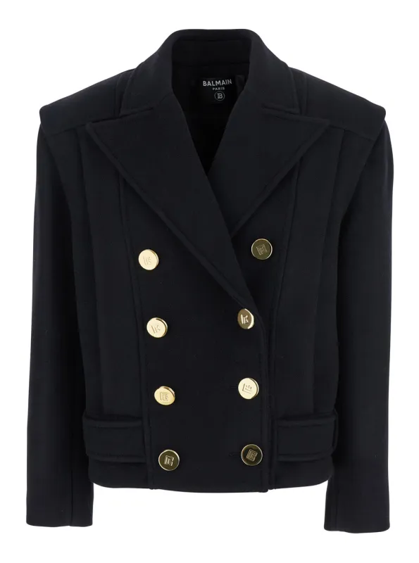 Black Wool Jacket with Wide Lapels made by Balmain