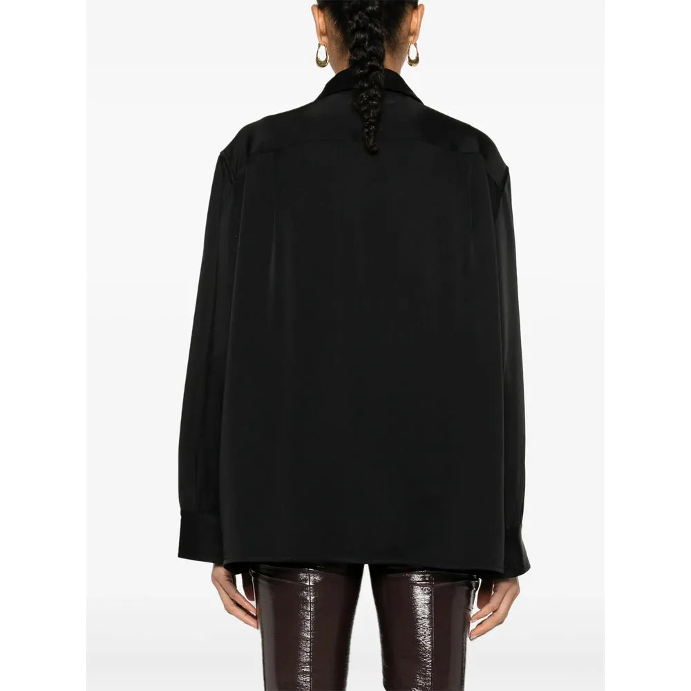 Black Satin Shirt with Flat Collar sold by Lord & Taylor product image thumbnail 4