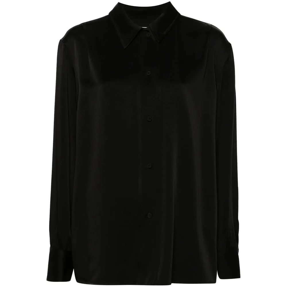 Black Satin Shirt with Flat Collar sold by Lord & Taylor