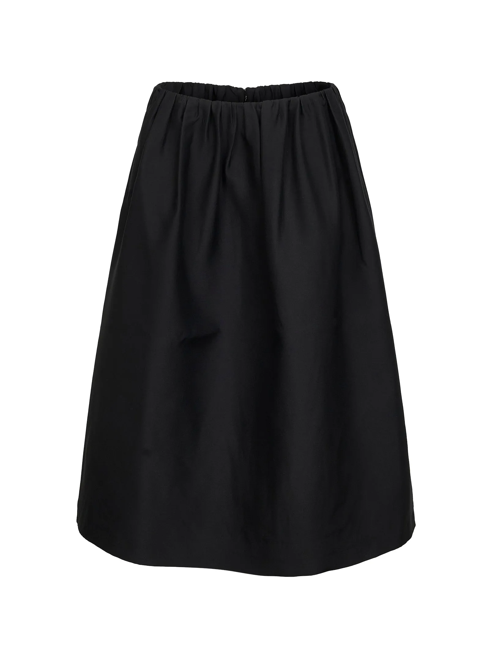 Black Wool and Silk Gathered Midi Skirt sold by Lord & Taylor