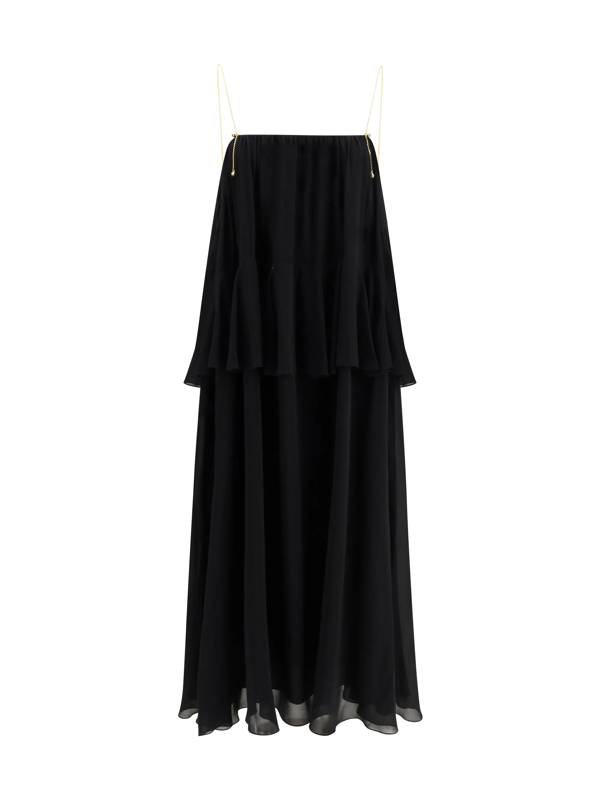 Long Dress with Chain Straps Black Silk sold by Lord & Taylor