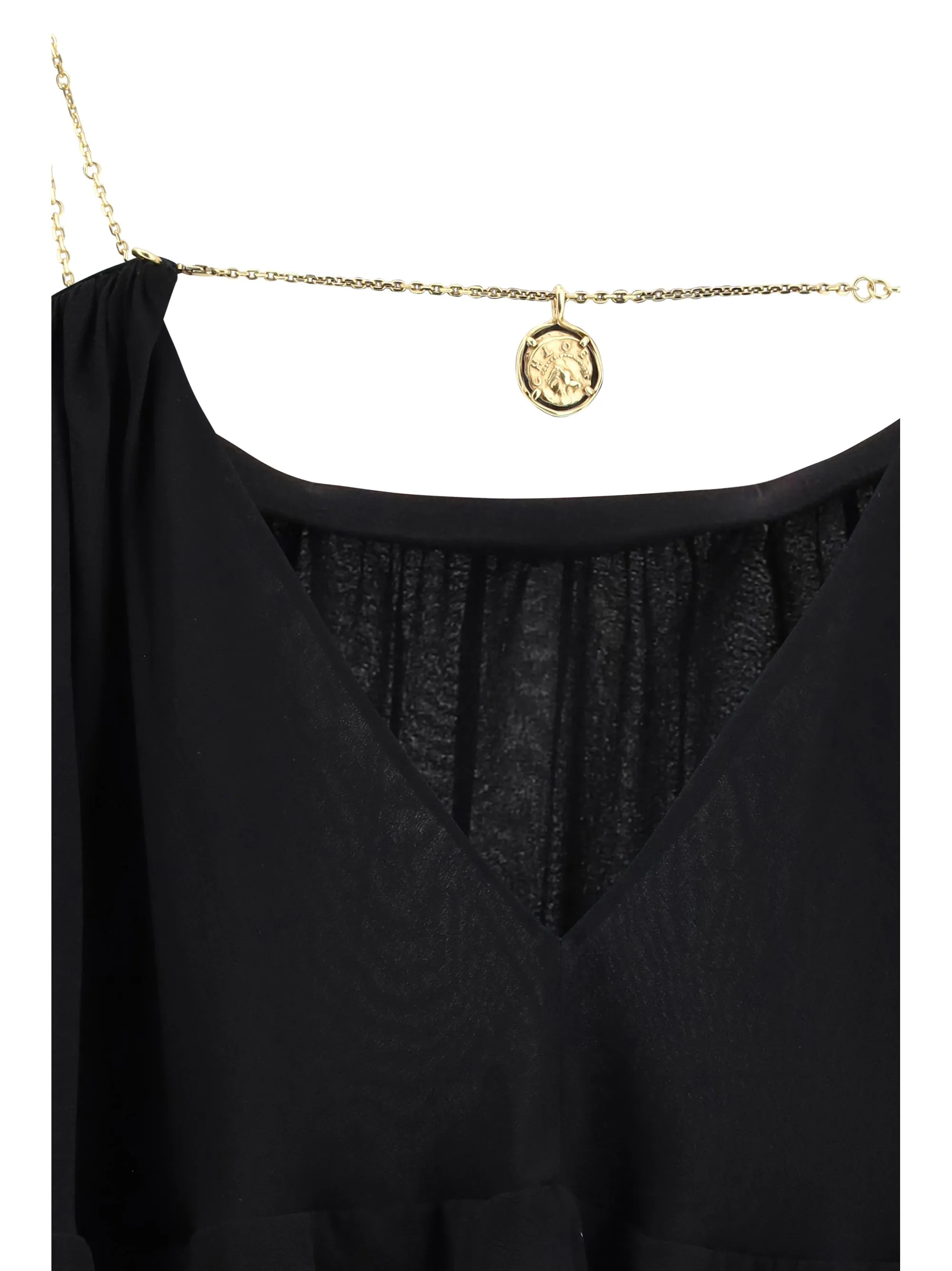 Long Dress with Chain Straps Black Silk sold by Lord & Taylor product image thumbnail 2