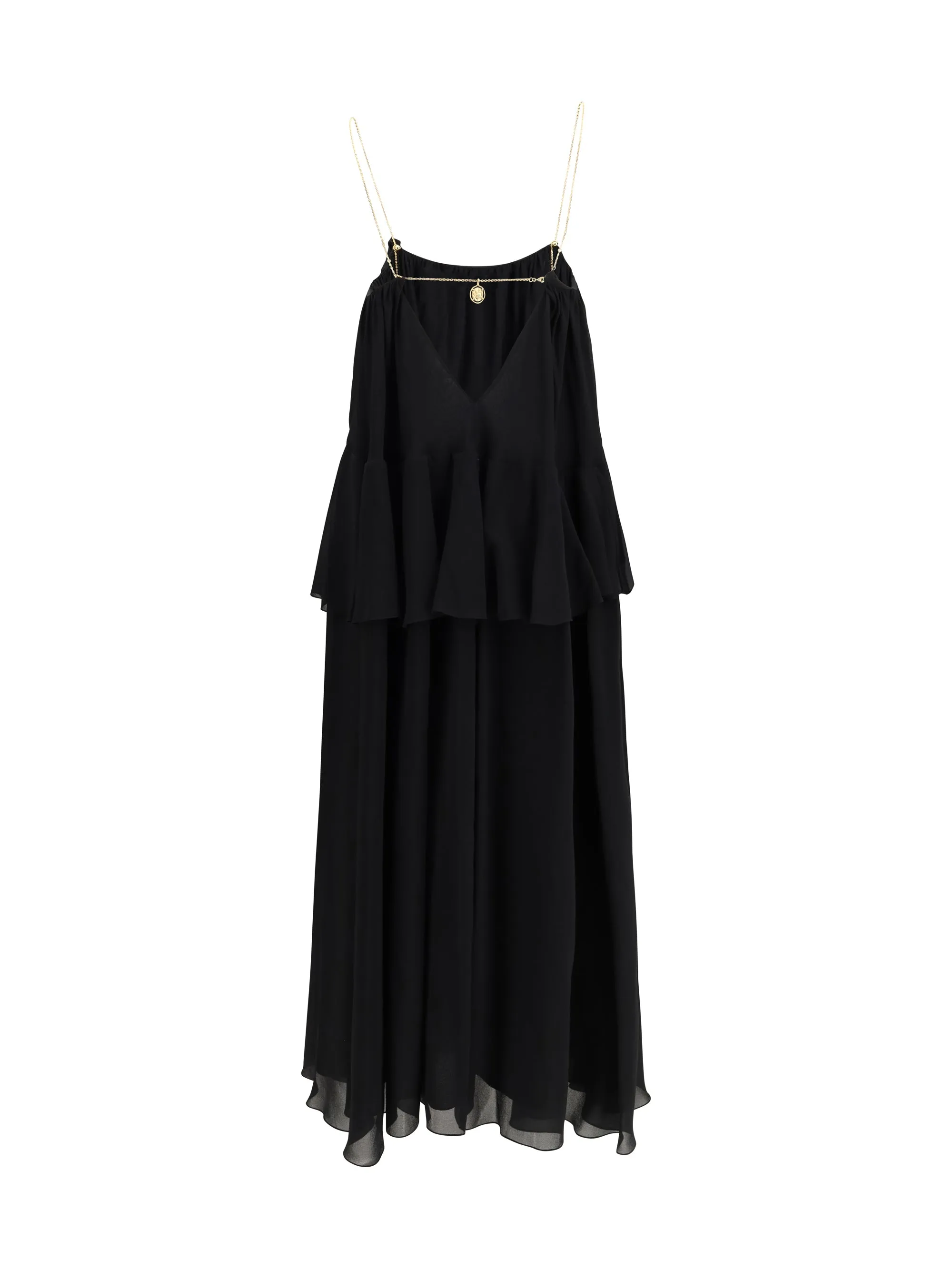 Long Dress with Chain Straps Black Silk sold by Lord & Taylor product image thumbnail 3
