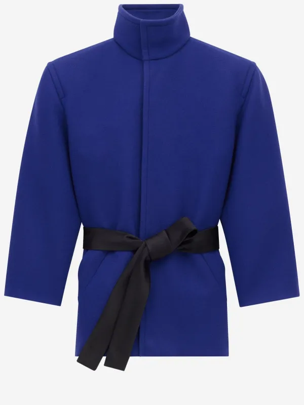Boxy Wool Coat with Belt made by Yves Saint Laurent