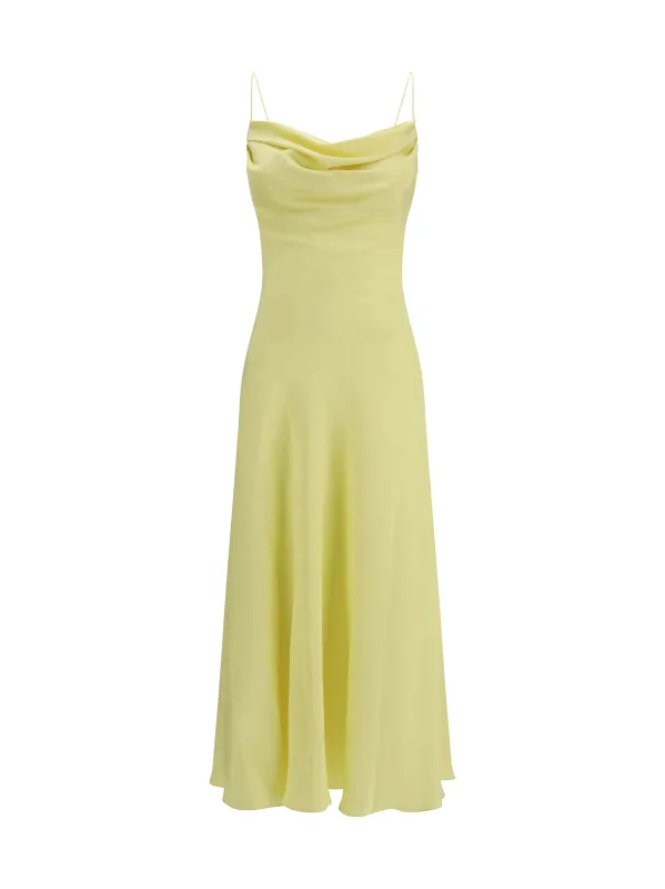 Dress Silk Satin with Straps Pale Yellow made by Balmain