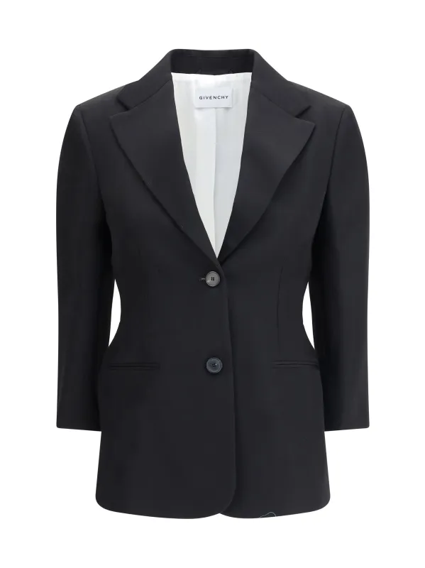 Single-Breasted Wool Blazer Black made by Givenchy